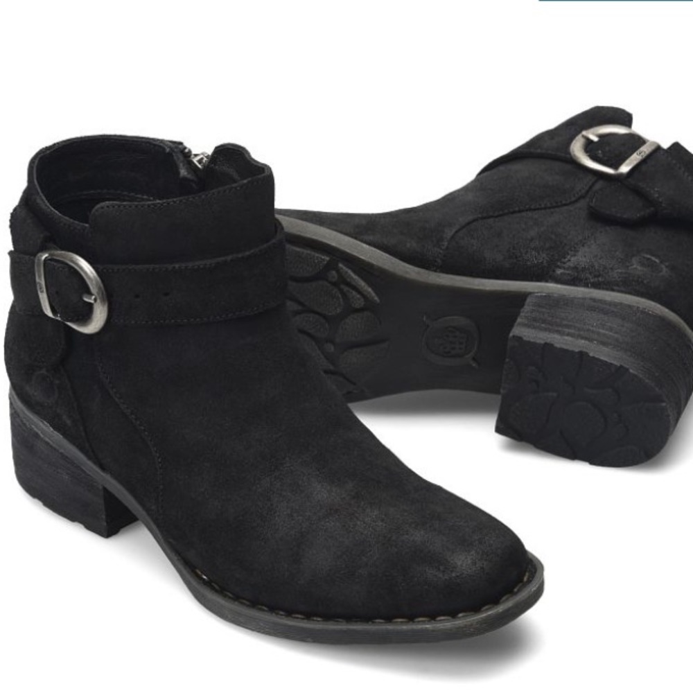 Born Morocco Black Suede Zip Ankle Boots